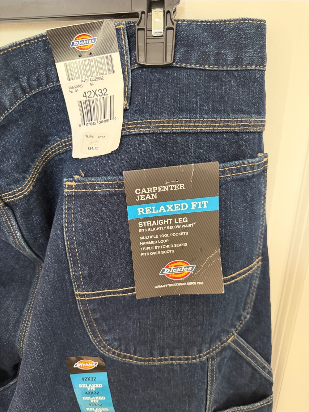 Dickies Relaxed Fit Carpenter Jeans - Dark Blue Denim